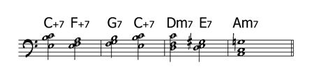 соединение септаккордов с пропущенной квинтой в аккордовой последовательности