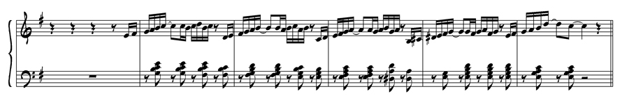 замена длинной ноты на ритмическую фигуру (на "и" левой руке)