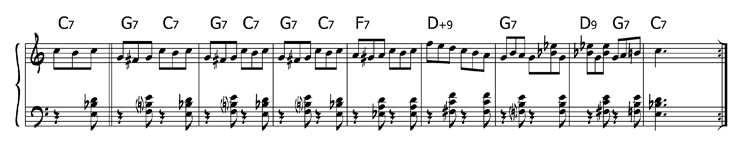 "Каватина Фигаро" в блюзовой гармонии с небольшим изменением в конце