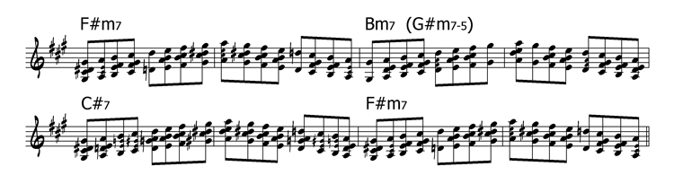 упражнение 1 - квартовые аккорды в Фа-диез миноре