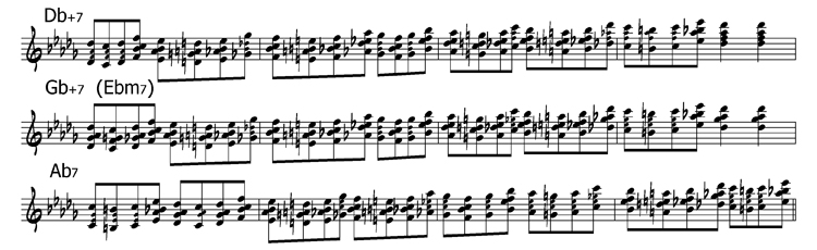 упражнение 2 - квартовые аккорды в Ре-бемоль мажоре