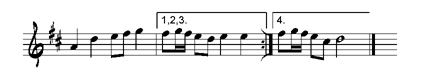 Пример изображения вольты в нотах